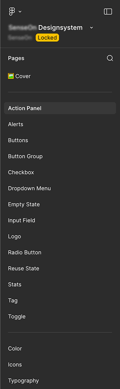 Figma-sidebar som viser Re:Source-designsystemets komponentbibliotek