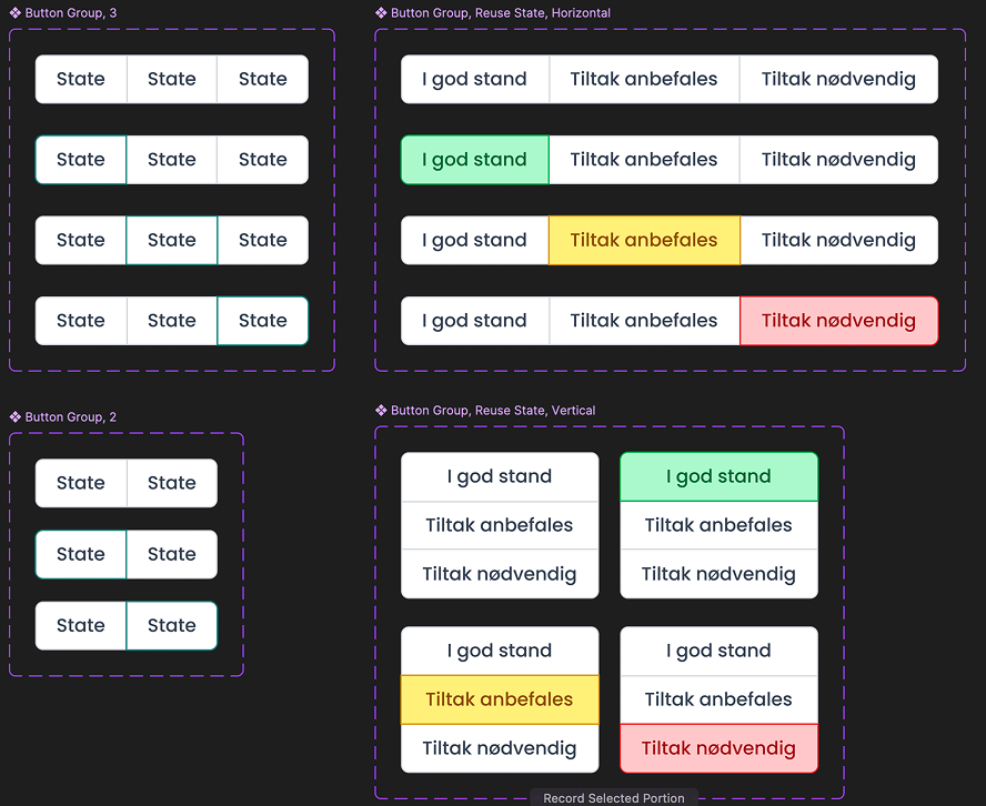 Button groups og segmented controls i designsystemet
