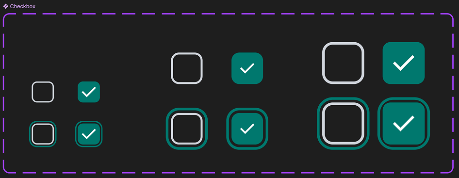 Checkbox-komponenter i flere størrelser og states