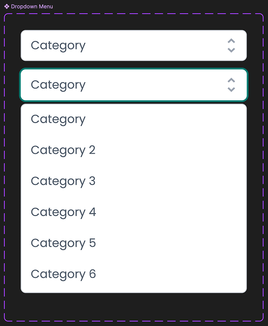 Dropdown-meny med åpne og lukkede states